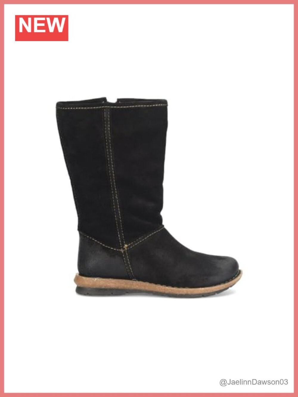 BORN Suede Mid Calf Boot Cushioned Removable Footbed Cork Rubber Outsole